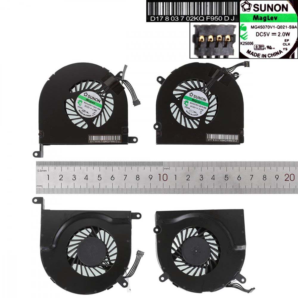 Laptop Cooling Fan for Apple Macbook Pro A1297 17" MC226 MC227, CPU + GPU